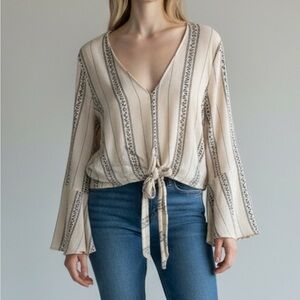 American Eagle Outfitters Beige Striped Blouse